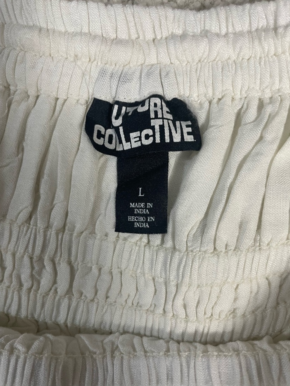 FUTURE COLLECTIVE White Rayon EMBROIDERED High Rise Eyelet DROP A-Line SKIRT - Picture 6 of 7